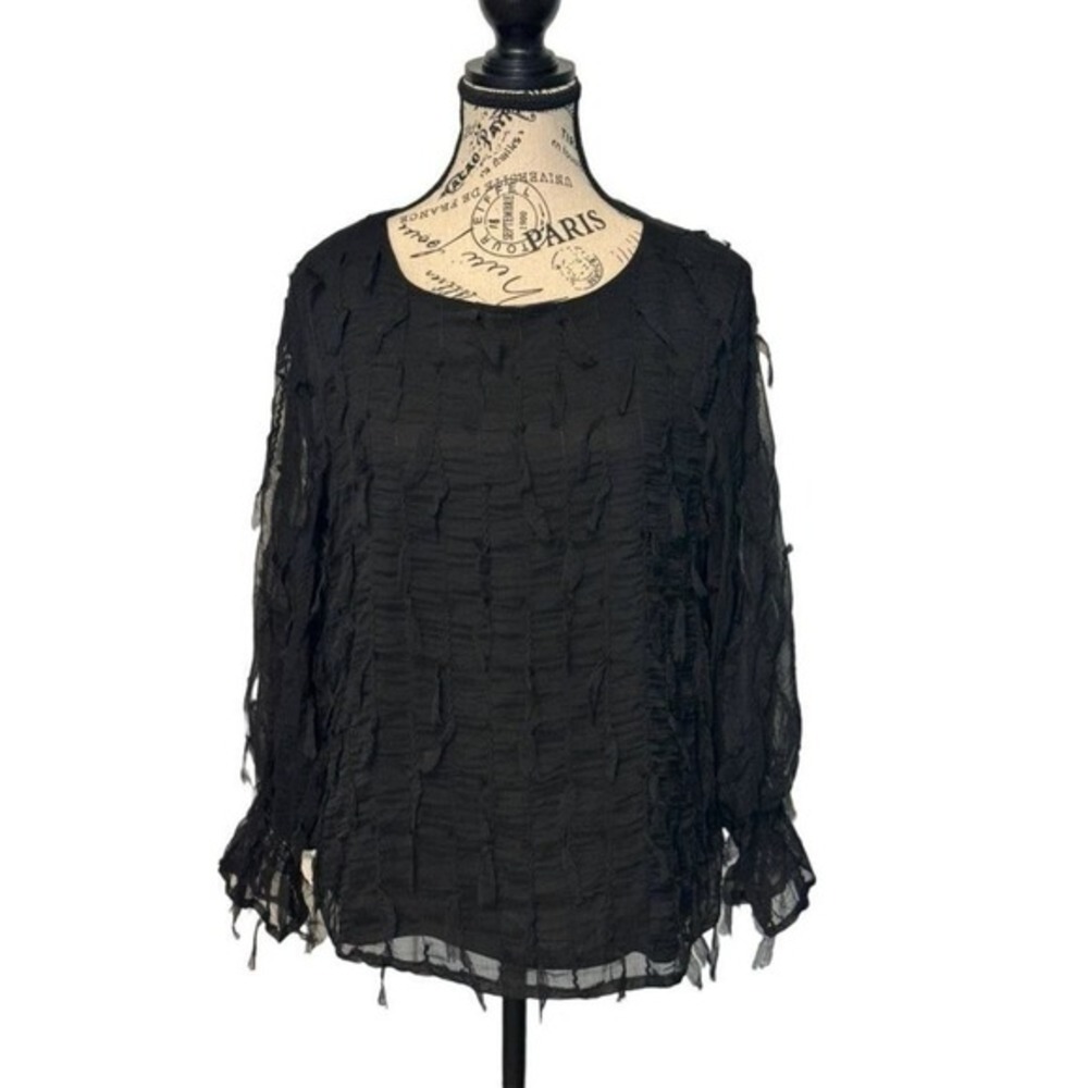 Black Fly Away Poet Sleeve Blouse | &Merci‎ | Large | NWOT | SKU1